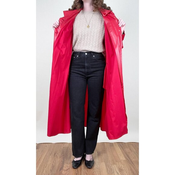 Vintage Long Rain Jacket Trench Coat Duster Oversized Maxi Scandinavian Raincoat - Picture 2 of 12